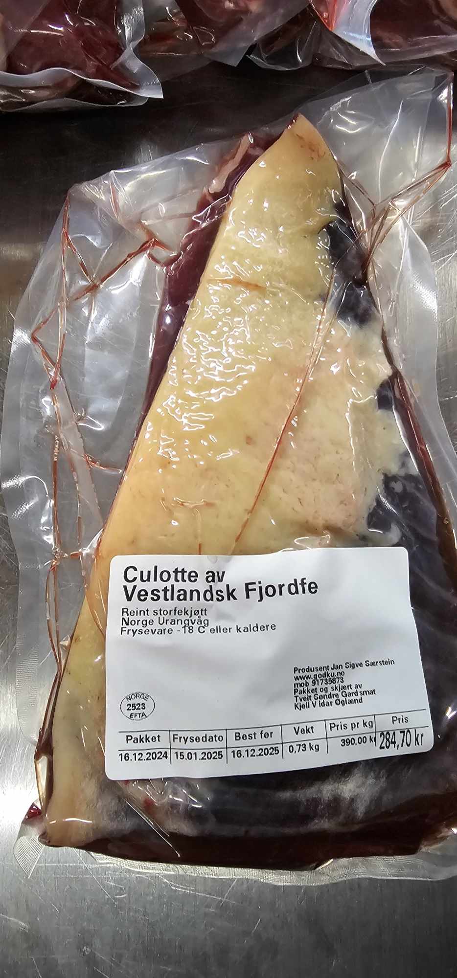 GodKu Culotte av Vestlandske Fjordfe. Ung ku!