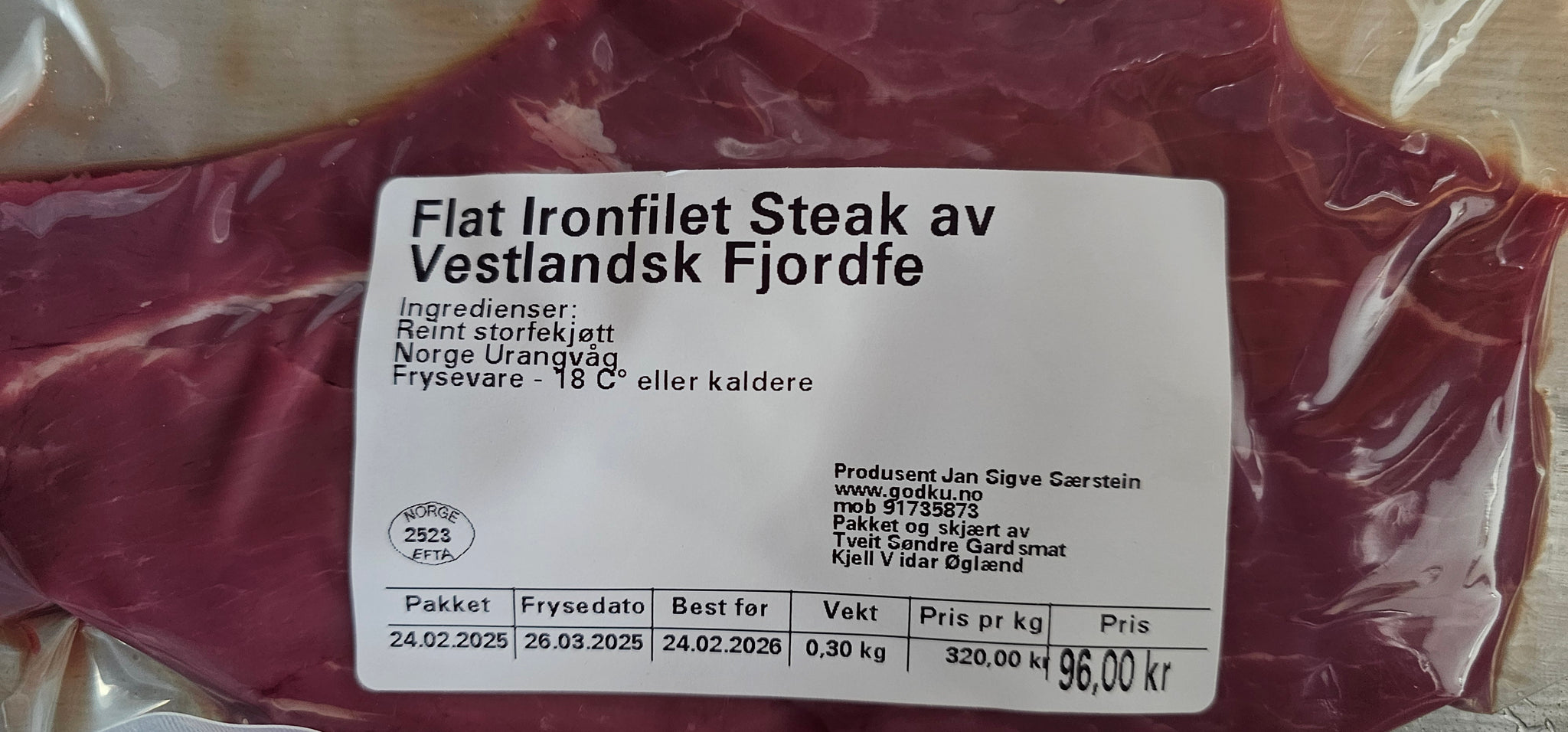 GodKu Flat Ironfilet Steak av Vestlandske fjordfe. Kalv.