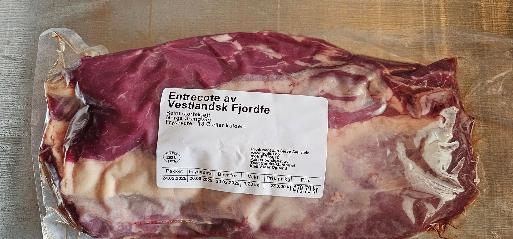 GodKu Entrecote av Vestlandske fjordfe. KALV!