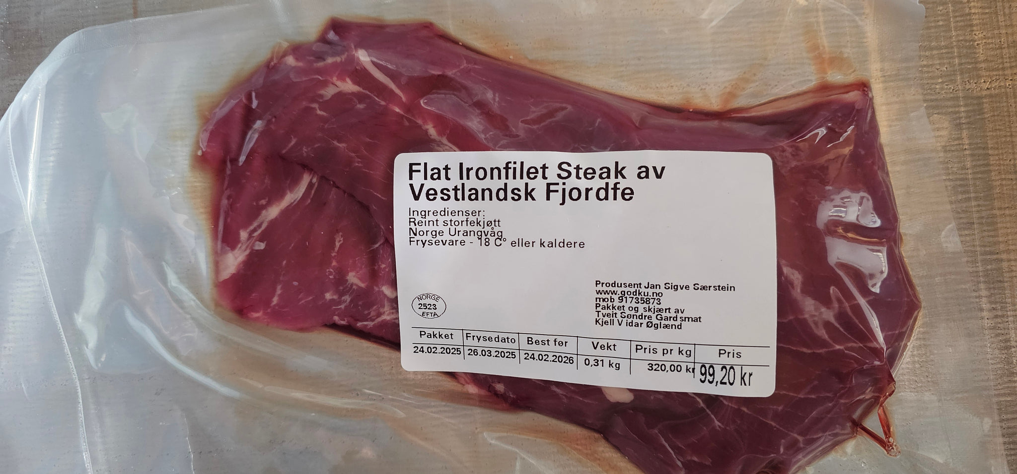 GodKu Flat Ironfilet Steak av Vestlandske Fjordfe. Kalv.