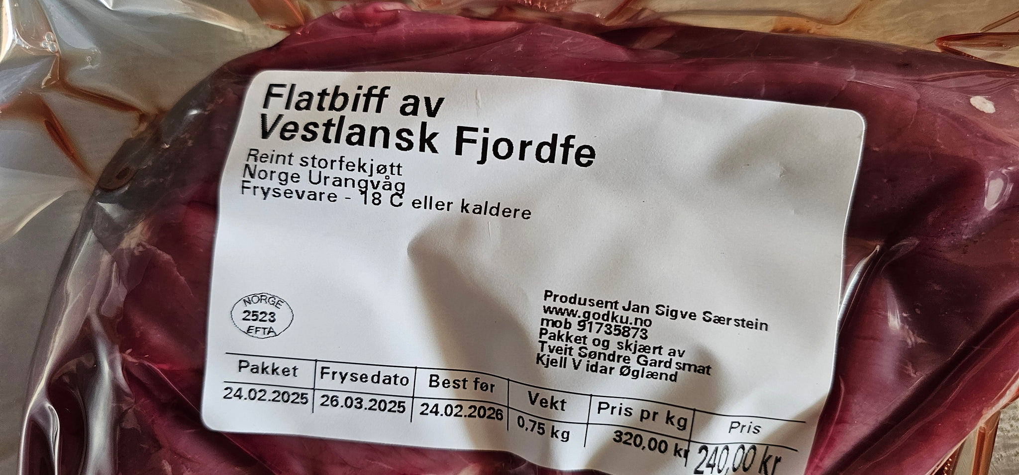 GodKu Flatbiff av Vestlandske fjordfe. KALV!