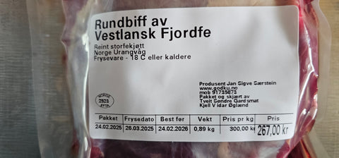 GodKu Rundbiff av Vestlandske fjordfe. KALV!