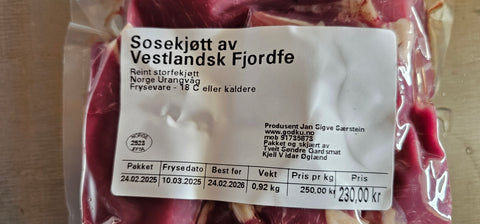 GodKu Sosekjøtt av Vestlandske fjordfe. Kalv.