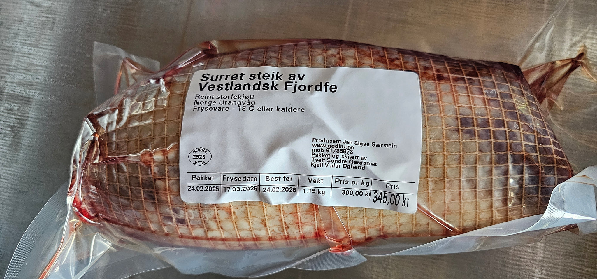 GodKu Surret steik av Vestlandske Fjordfe. Kalv.