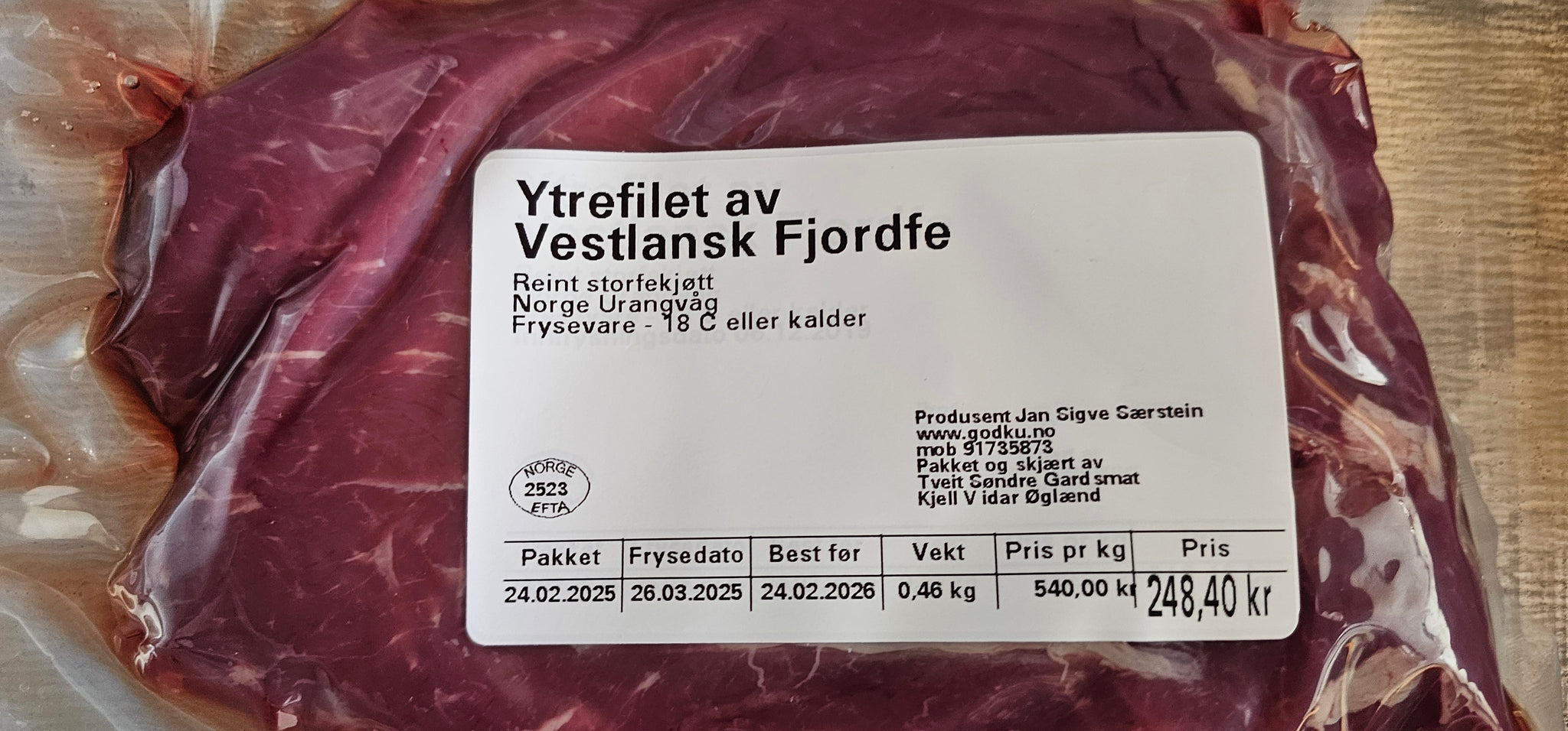 GodKu Ytrefilet av Vestlandske fjordfe. KALV!