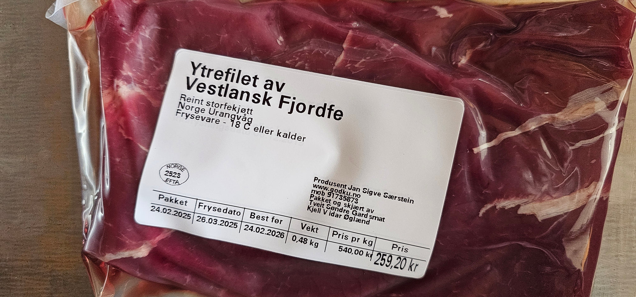 GodKu Ytrefilet av Vestlandske fjordfe. KALV!