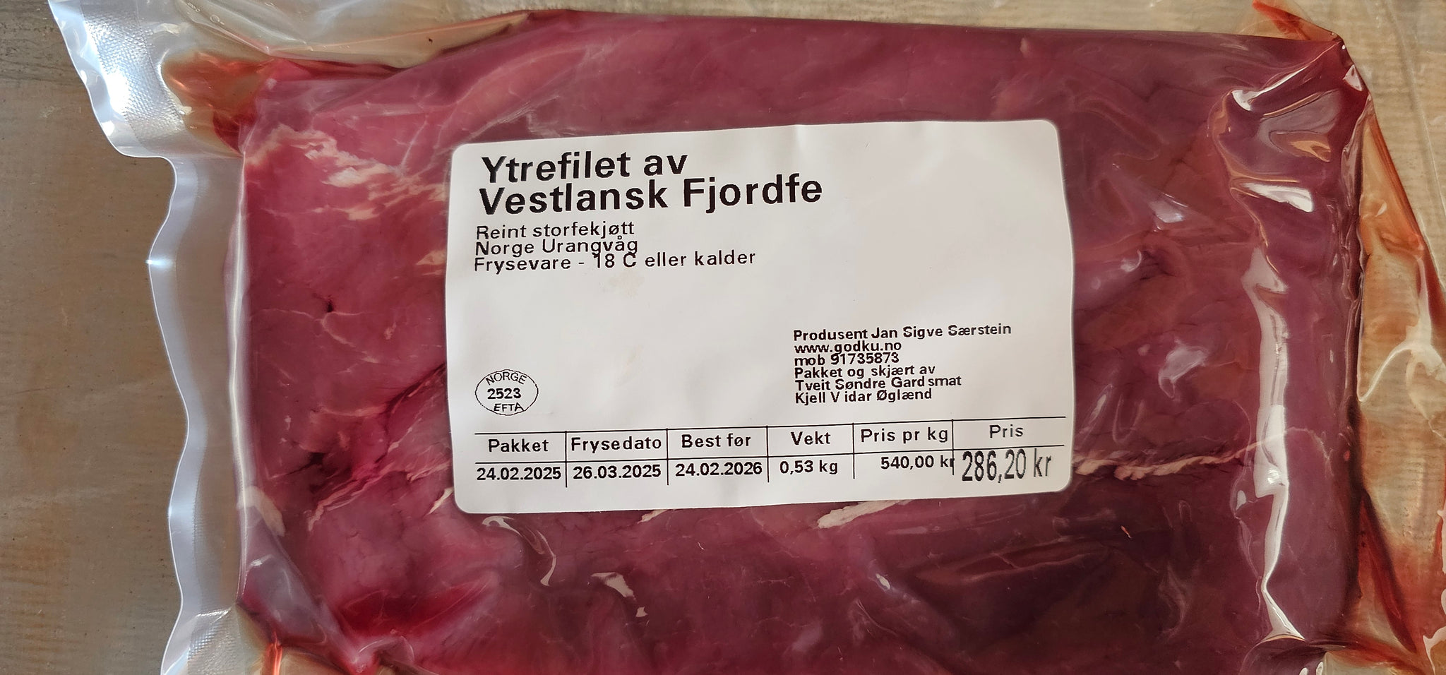 GodKu Ytrefilet av Vestlandske fjordfe. KALV!