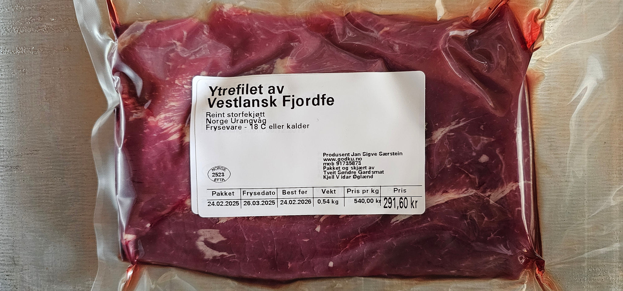 GodKu Ytrefilet av Vestlandske fjordfe. KALV!